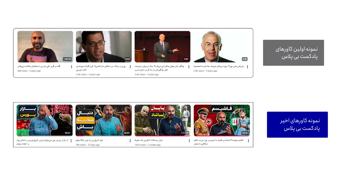 سیر تکاملی کاورهای پادکست بی پلاس